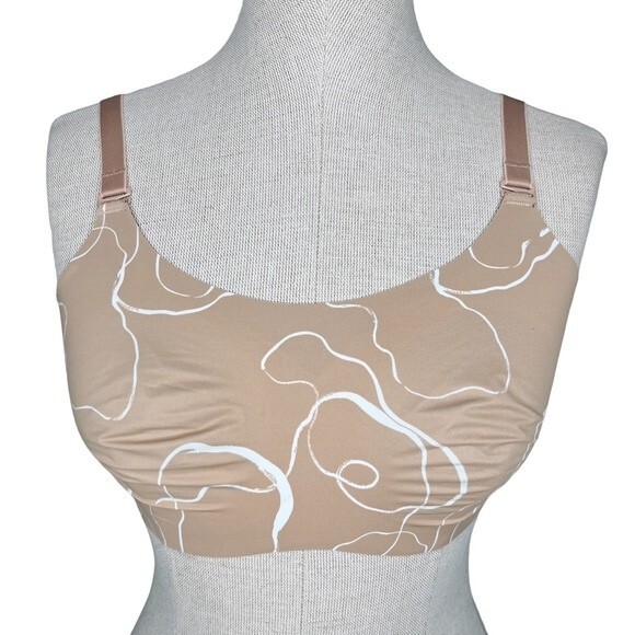 Knix Reversible Evolution Bra sz 4 * Beige Tan Brown Wireless 32C 32D 34C 34D - Picture 1 of 8